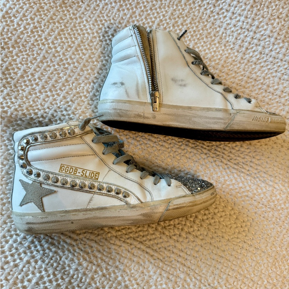Golden Goose Slide Glitter Stud High Top Sneaker